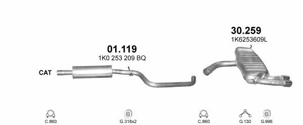  POLMO90010 Exhaust system POLMO90010