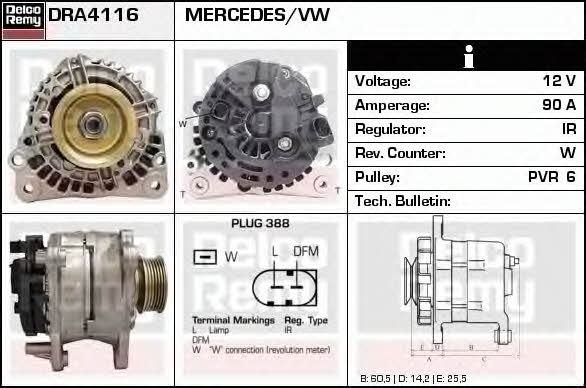 Remy DRA4116 Alternator DRA4116