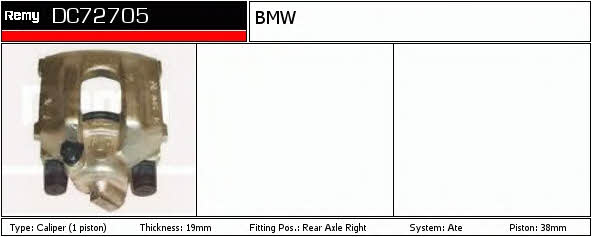 Remy DC72705 Brake caliper rear right DC72705