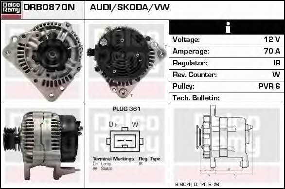 Remy DRB0870N Alternator DRB0870N