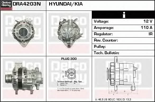 Remy DRA4203N Alternator DRA4203N