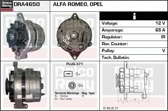 Remy DRA4650 Alternator DRA4650