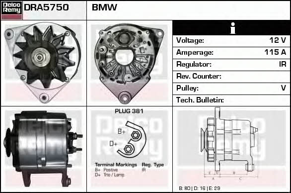 Remy DRA5750 Alternator DRA5750