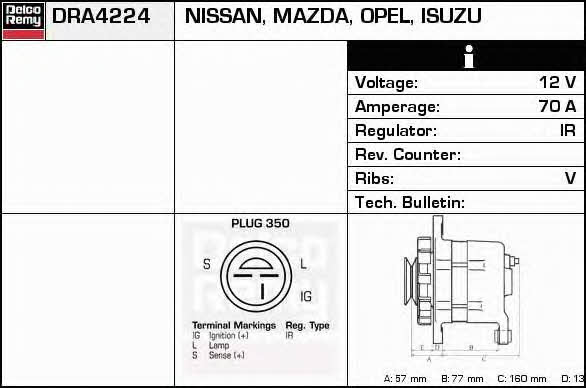 Remy DRA4224 Alternator DRA4224