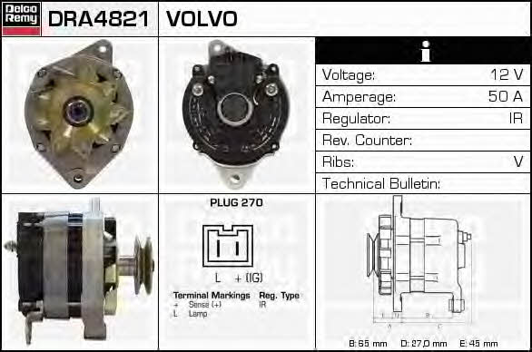 Remy DRA4821 Alternator DRA4821