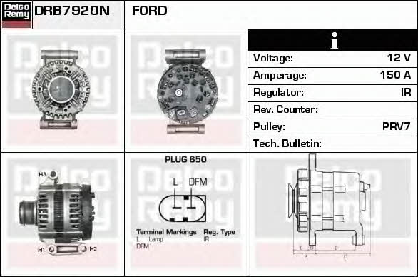 Remy DRB7920N Alternator DRB7920N