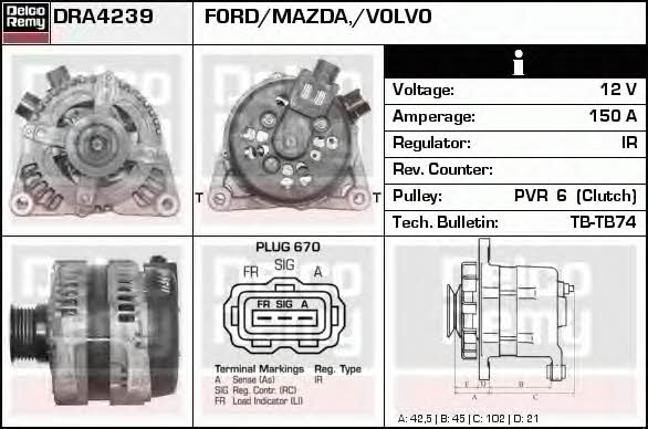 Remy DRA4239 Alternator DRA4239