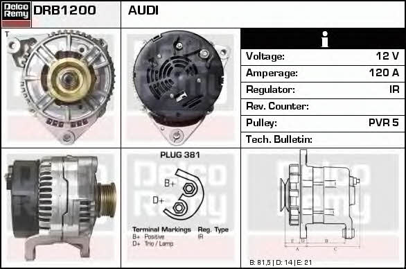 Remy DRB1200 Alternator DRB1200