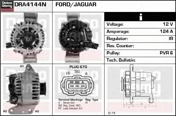 Remy DRA4144N Alternator DRA4144N