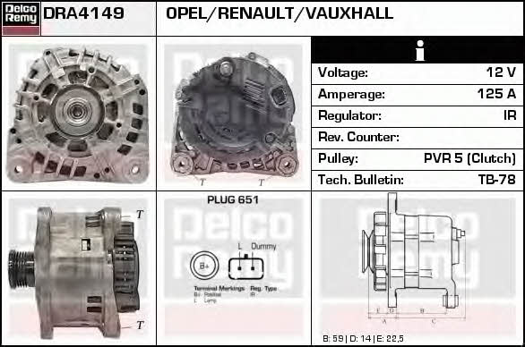 Remy DRA4149 Alternator DRA4149