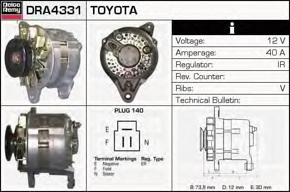 Remy DRA4331 Alternator DRA4331