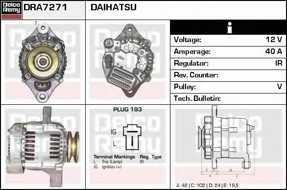 Remy DRA7271 Alternator DRA7271