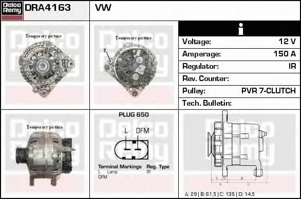 Remy DRA4163 Alternator DRA4163