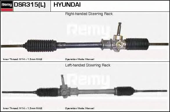 Remy DSR315L Steering rack without power steering DSR315L