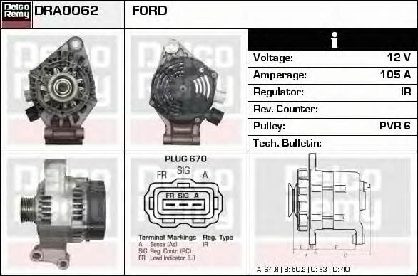 Remy DRA0062 Alternator DRA0062