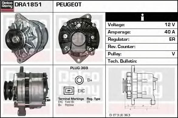 Remy DRA1851 Alternator DRA1851