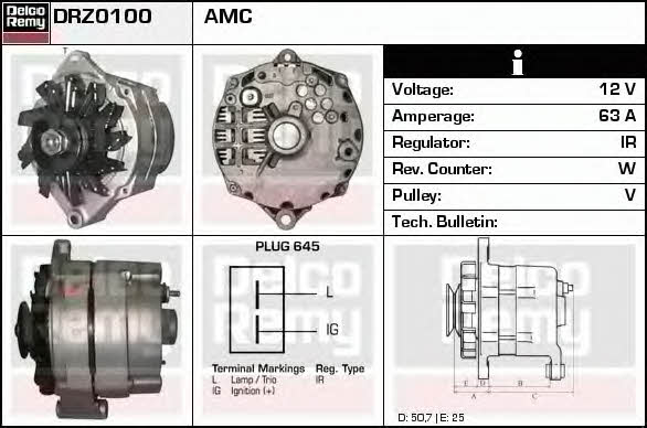 Remy DRZ0100 Alternator DRZ0100