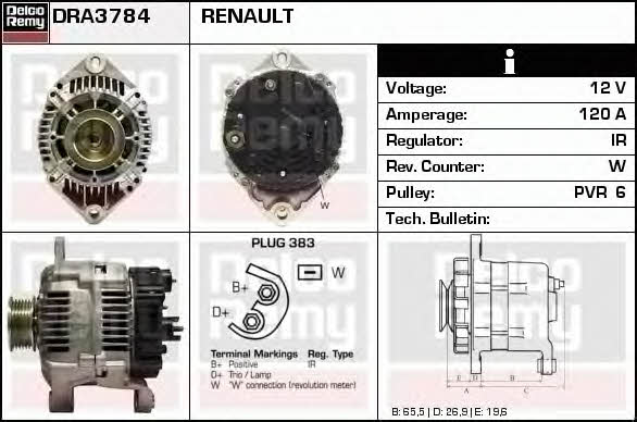 Remy DRA3784 Alternator DRA3784