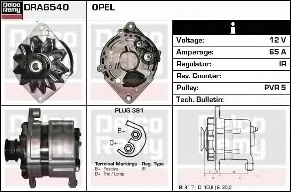 Remy DRA6540 Alternator DRA6540