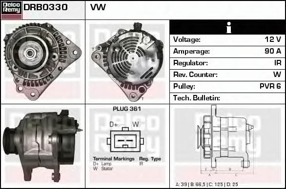 Remy DRB0330 Alternator DRB0330