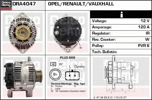 Remy DRA4047 Alternator DRA4047