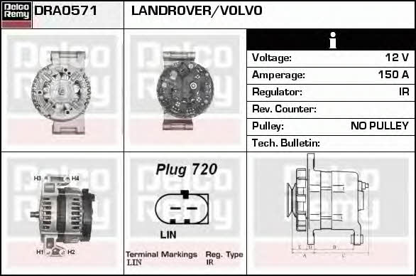 Remy DRA0571 Alternator DRA0571