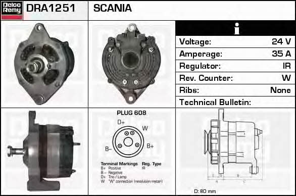 Remy DRA1251 Alternator DRA1251