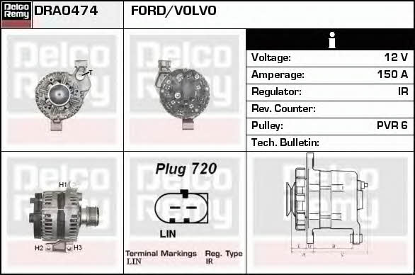 Remy DRA0474 Alternator DRA0474