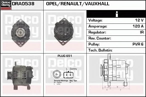 Remy DRA0538 Alternator DRA0538