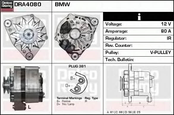 Remy DRA4080 Alternator DRA4080