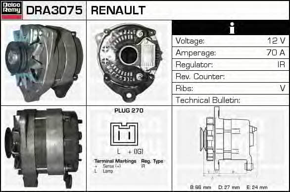 Remy DRA3075 Alternator DRA3075