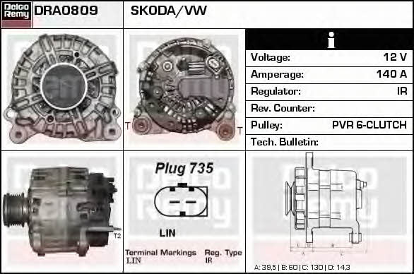 Remy DRA0809 Alternator DRA0809