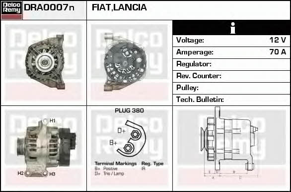 Remy DRA0007N Alternator DRA0007N