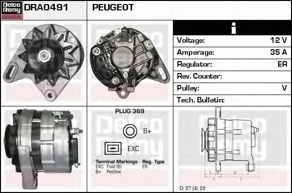 Remy DRA0491 Alternator DRA0491