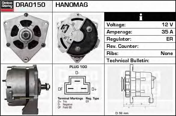 Remy DRA0150 Alternator DRA0150