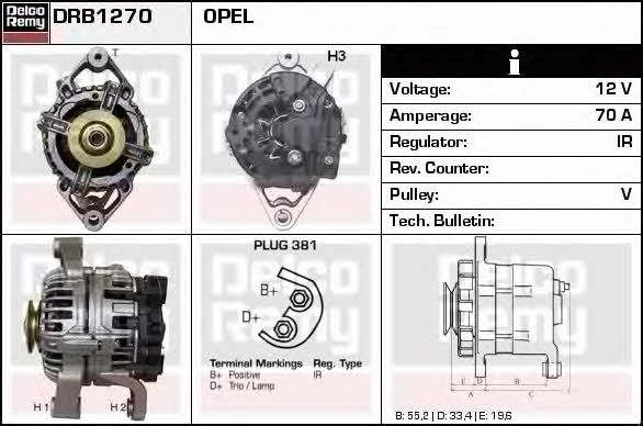 Remy DRB1270 Alternator DRB1270