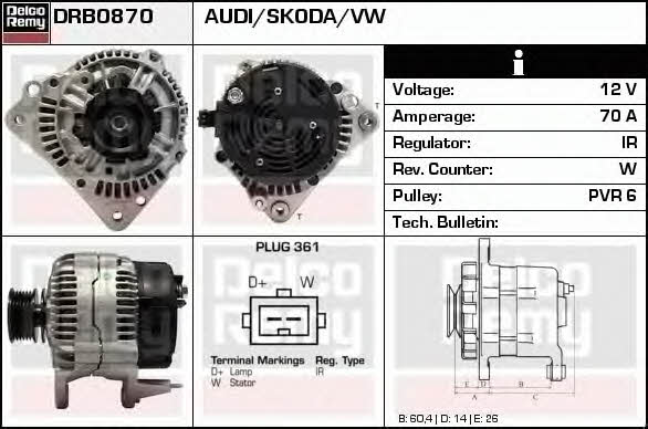 Remy DRB0870 Alternator DRB0870