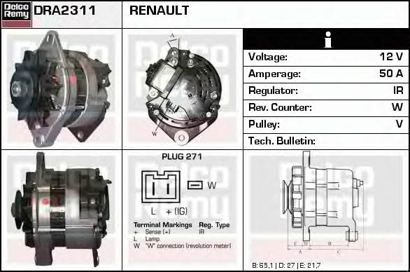 Remy DRA2311 Alternator DRA2311