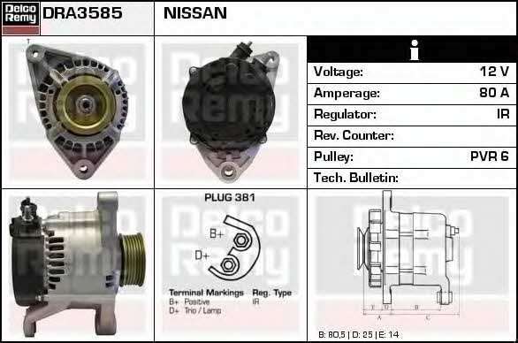 Remy DRA3585 Alternator DRA3585