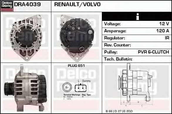 Remy DRA4039 Alternator DRA4039