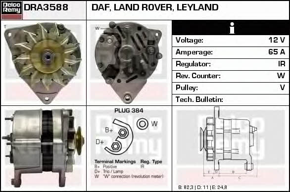 Remy DRA3588 Alternator DRA3588