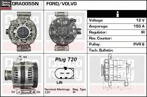 Remy DRA0055N Alternator DRA0055N