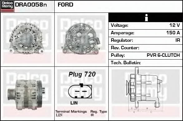 Remy DRA0058N Alternator DRA0058N