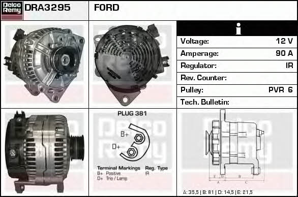 Remy DRA3295 Alternator DRA3295