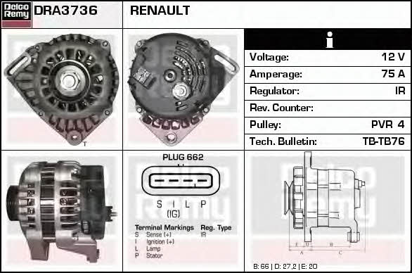 Remy DRA3736 Alternator DRA3736