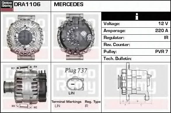 Remy DRA1106 Alternator DRA1106