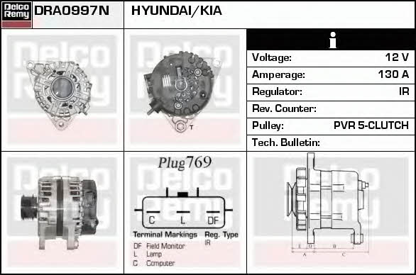 Remy DRA0997N Alternator DRA0997N