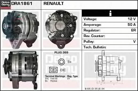 Remy DRA1861 Alternator DRA1861