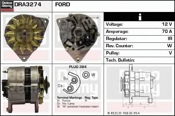 Remy DRA3274 Alternator DRA3274