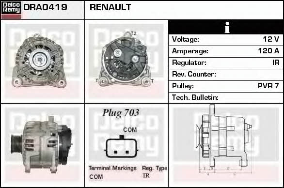 Remy DRA0419 Alternator DRA0419